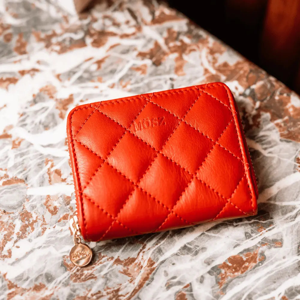 Leather ladies wallet - red quilted - MŌSZ Sophie