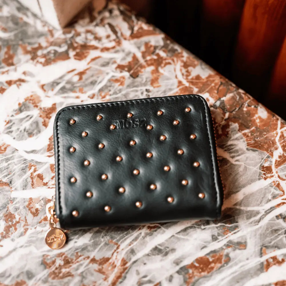 Leather ladies wallet - black studs - MŌSZ Sophie