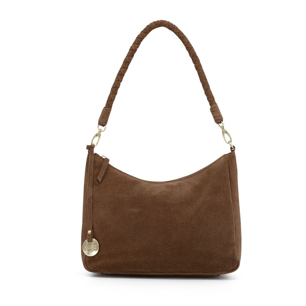 Suede schoudertas dames bruin 