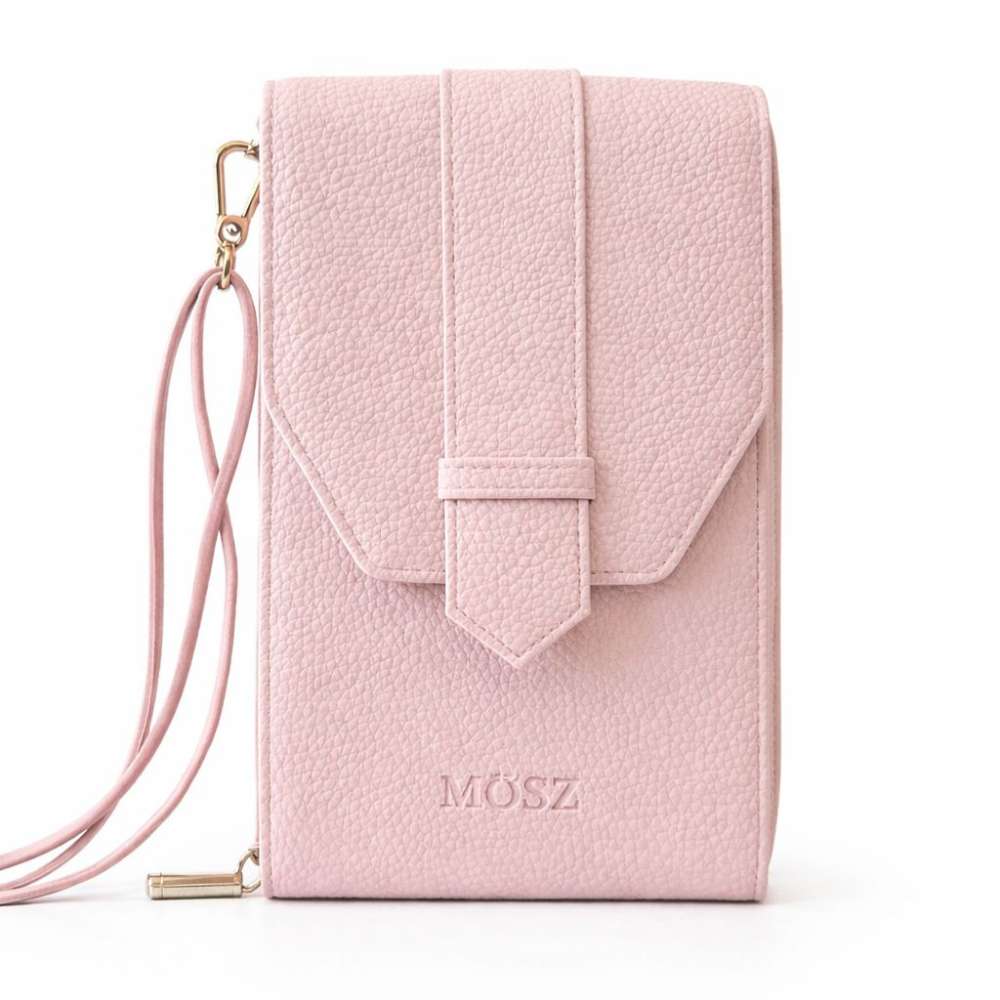 Zachtroze portemonnee telefoontasje dames voorzijde