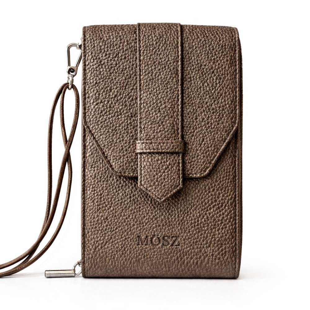 Brons portemonnee telefoontasje dames voorzijde