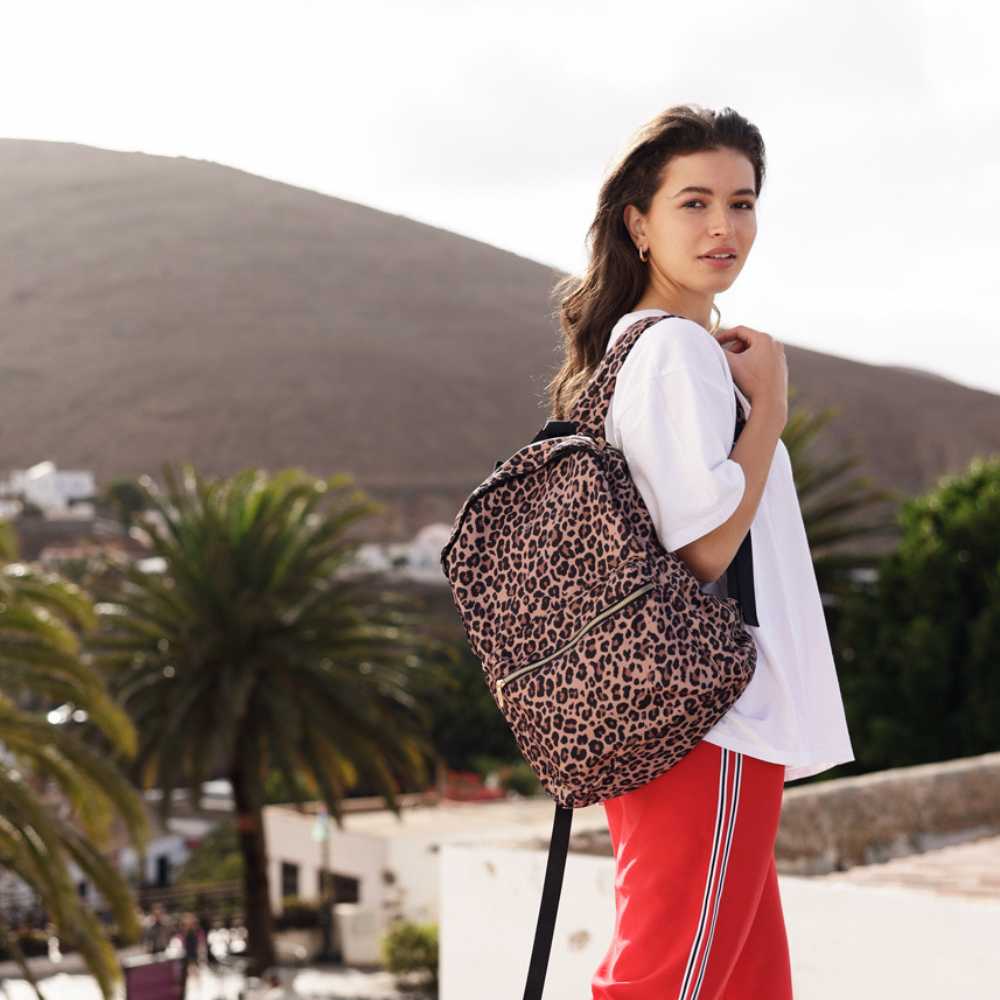 Laptoprugzak dames nylon 15.6 inch - panterprint - MŌSZ Maren