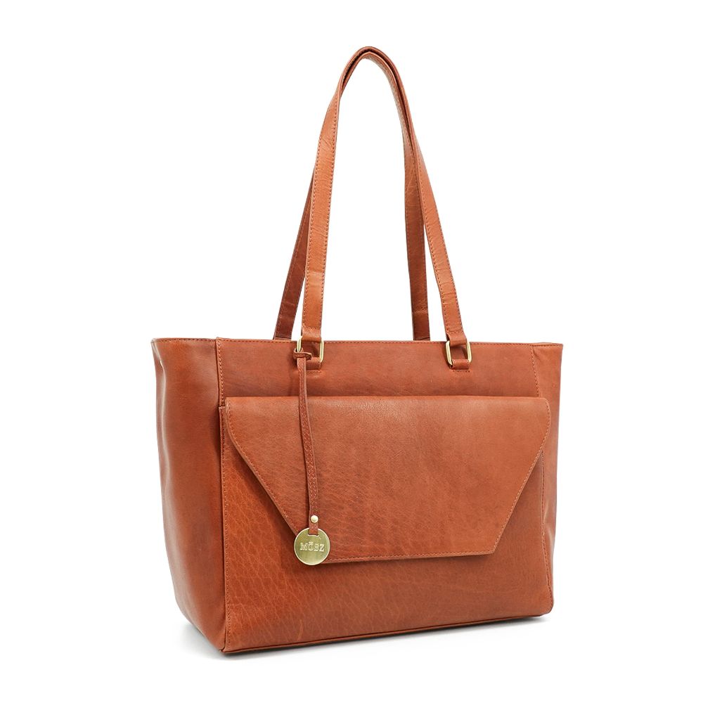 dames laptoptas leer 15,6 inch cognac  voorzijde