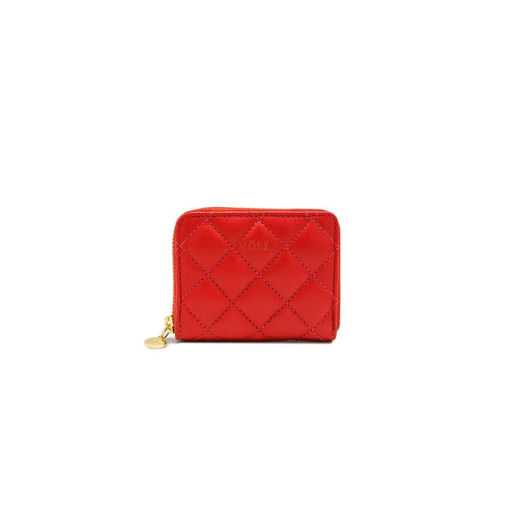 Leather ladies wallet - red quilted - MŌSZ Sophie