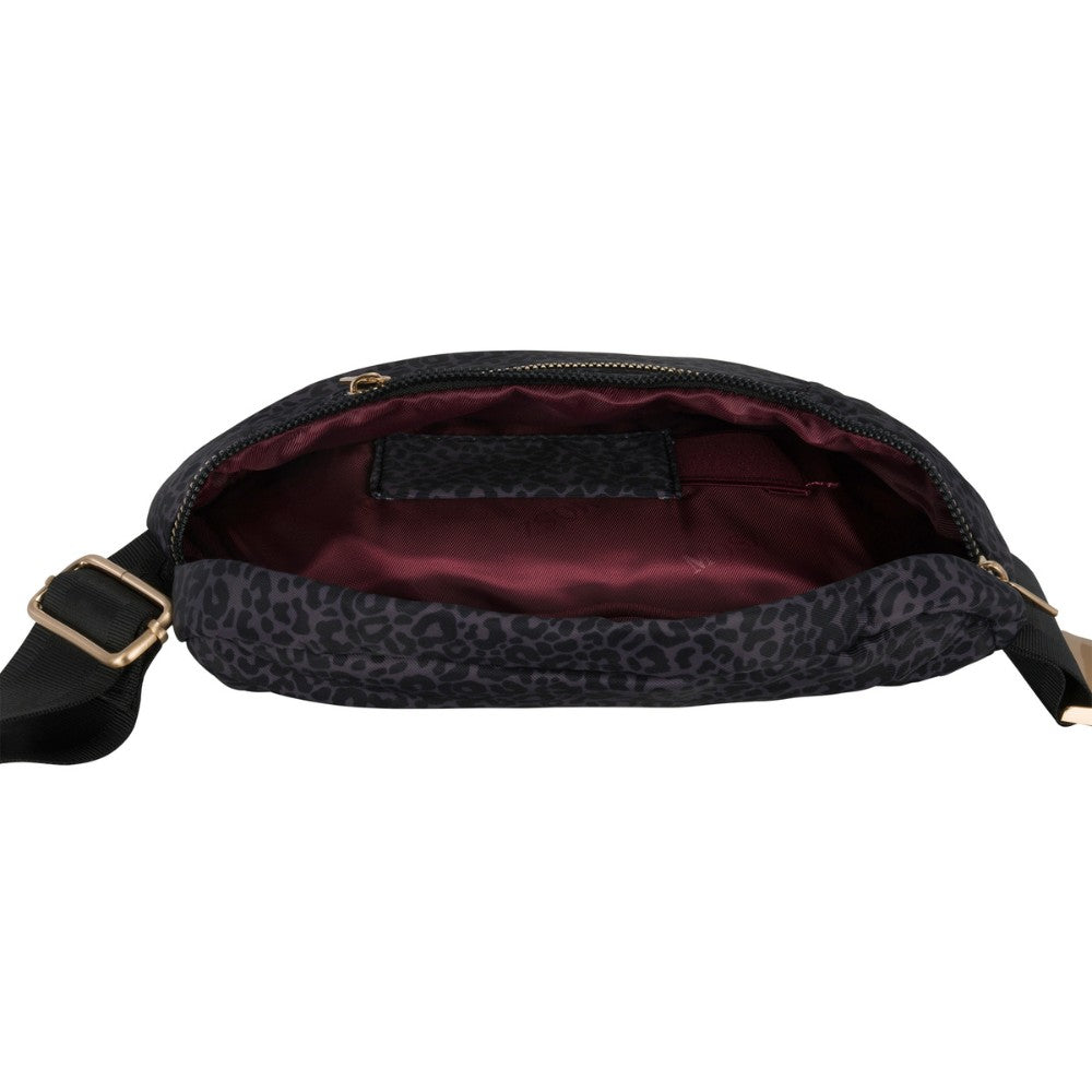 Crossbody Heuptas dames zwarte panterprint binnenzijde