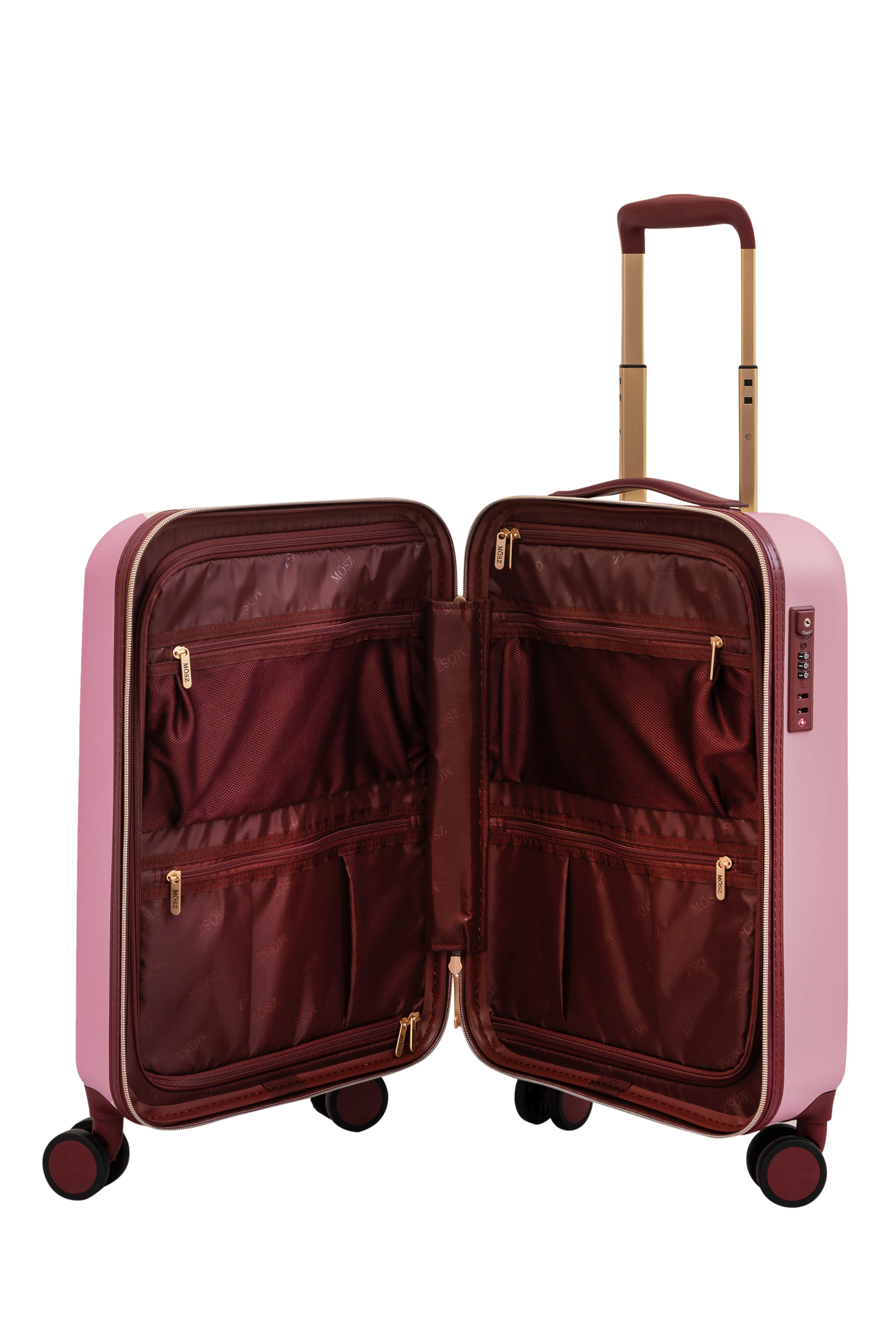 handbagage koffer roze binnenzijde