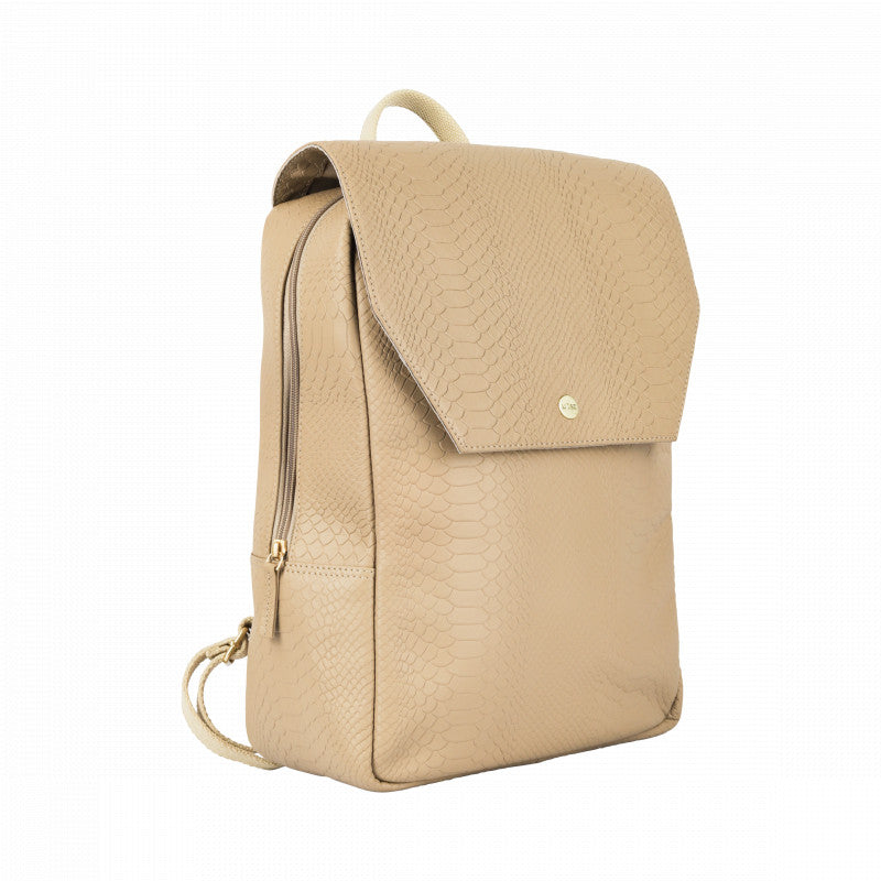laptop rugzak taupe zijkant