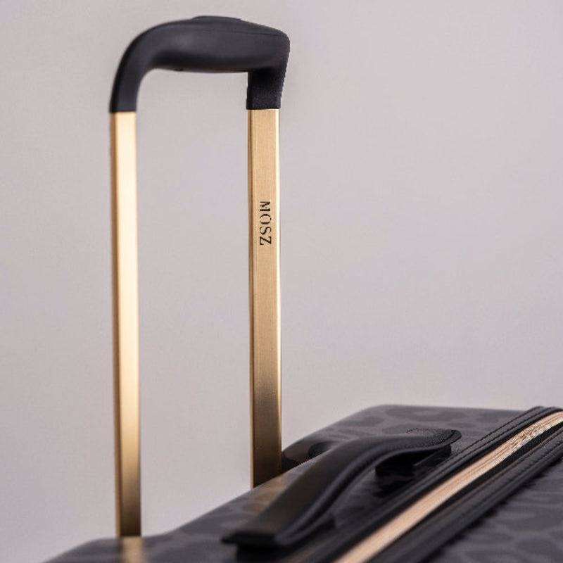 Dames kofferset zwarte luipaard trekstang