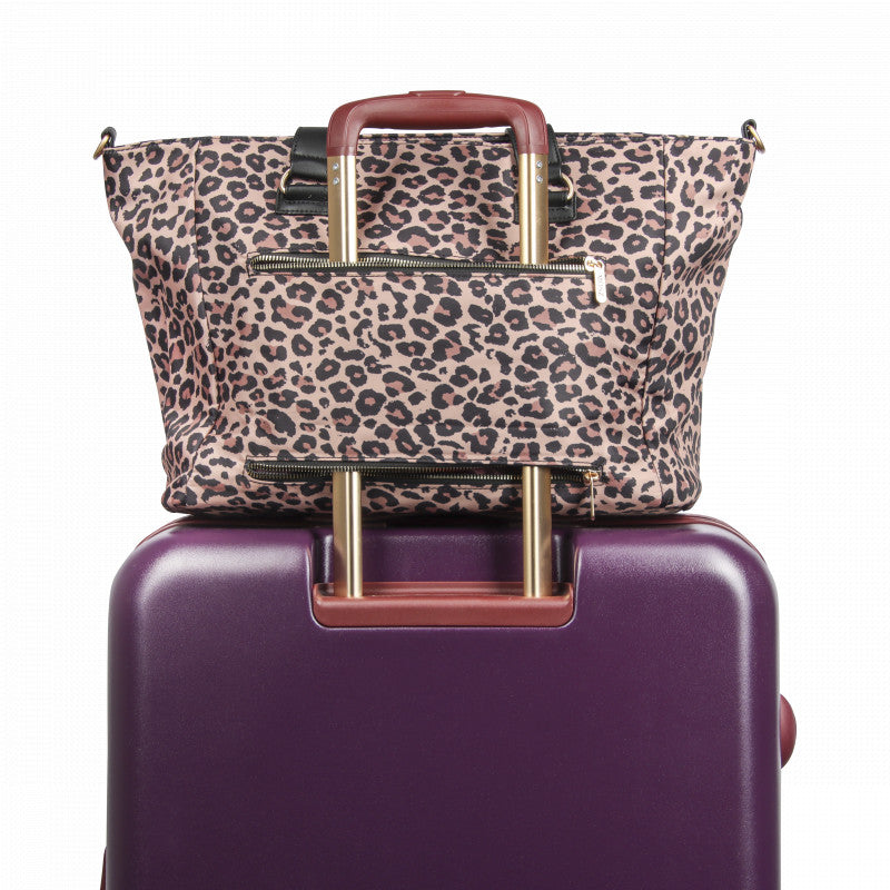 Laptoptas shopper dames 15.6 inch panterprint op koffer
