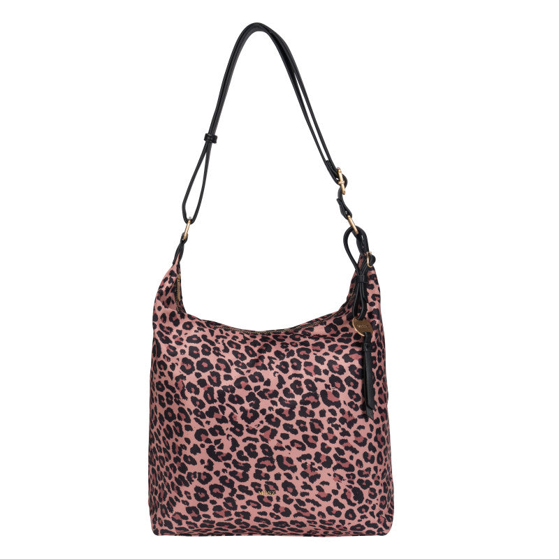 Hobo-Schultertasche aus Nylon für Damen – Leopardenmuster – MŌSZ Kelly