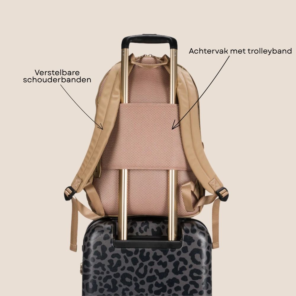 Laptoprugzak dames nylon 15.6 inch Beige achterzijde specs