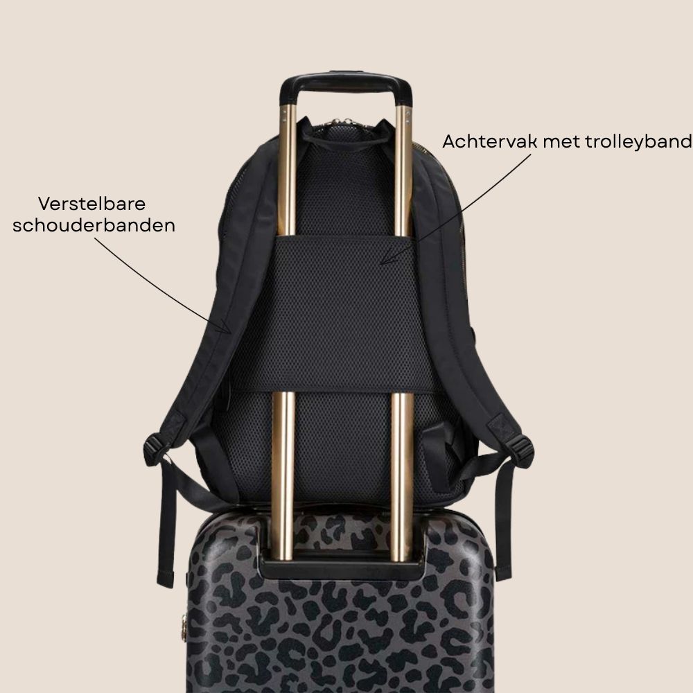 Laptoprugzak dames nylon 15.6 inch zwart achterzijde specs