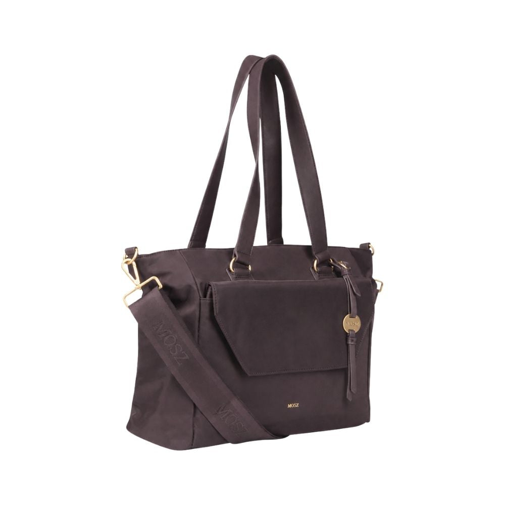 Laptoptas shopper dames 15.6 inch donkerbruin MŌSZ Denise zijkant