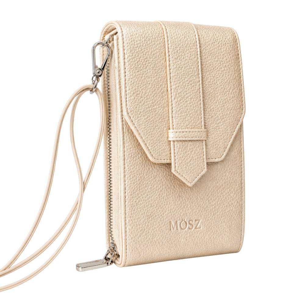 Zand metallic portemonnee telefoontasje dames zijkant