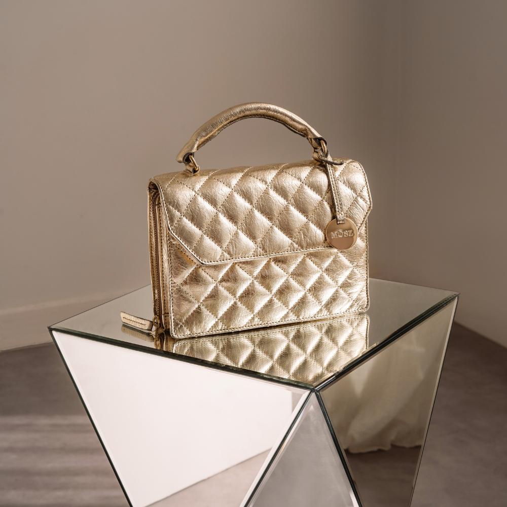 handtas dames quilted goud