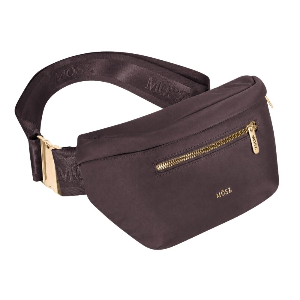 Crossbody Heuptas dames nylon donkerbruin MŌSZ Jessy voorzijde