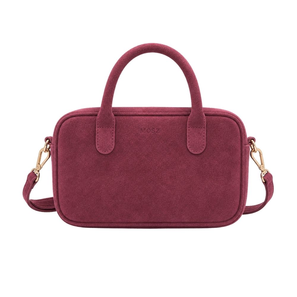 Suede handtas dames burgundy MŌSZ Jenny voorzijde