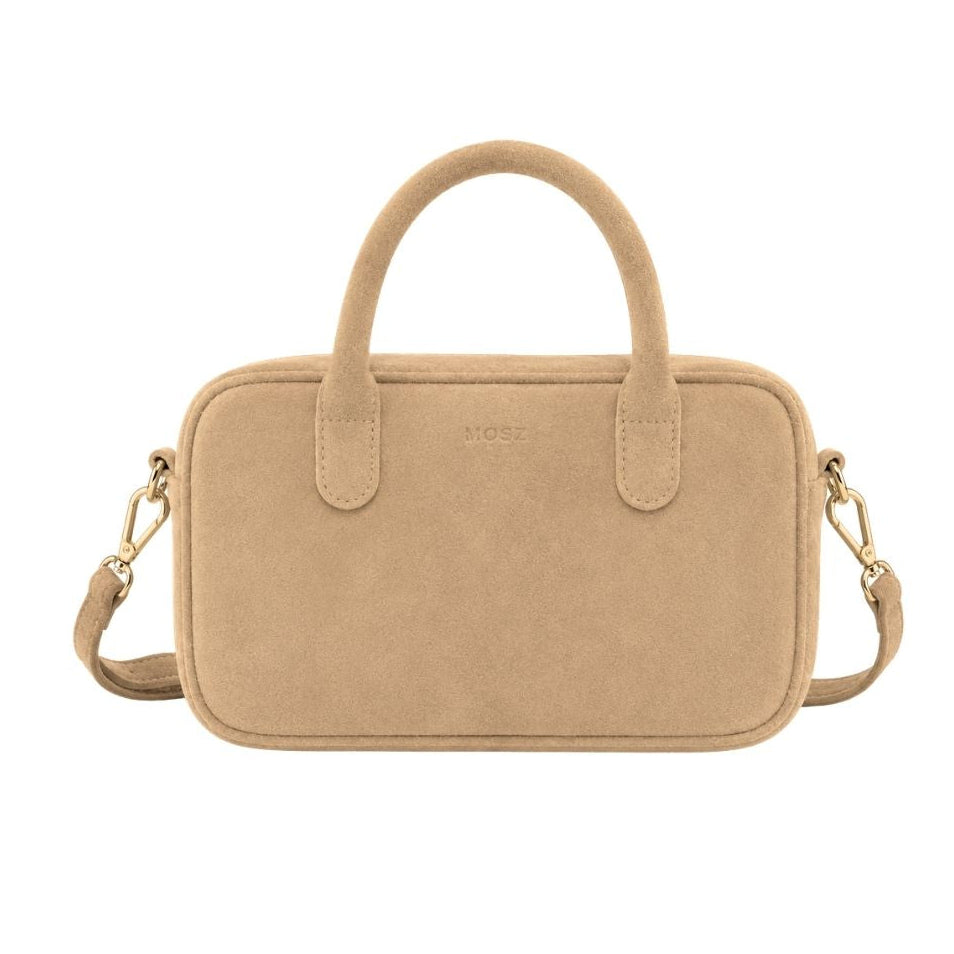 Suede handtas dames beige - MŌSZ Jenny voorkant