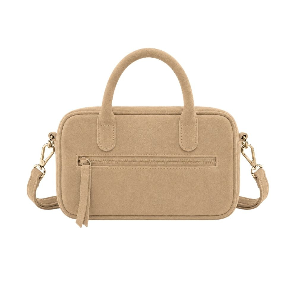 Suede handtas dames beige - MŌSZ Jenny achterkant