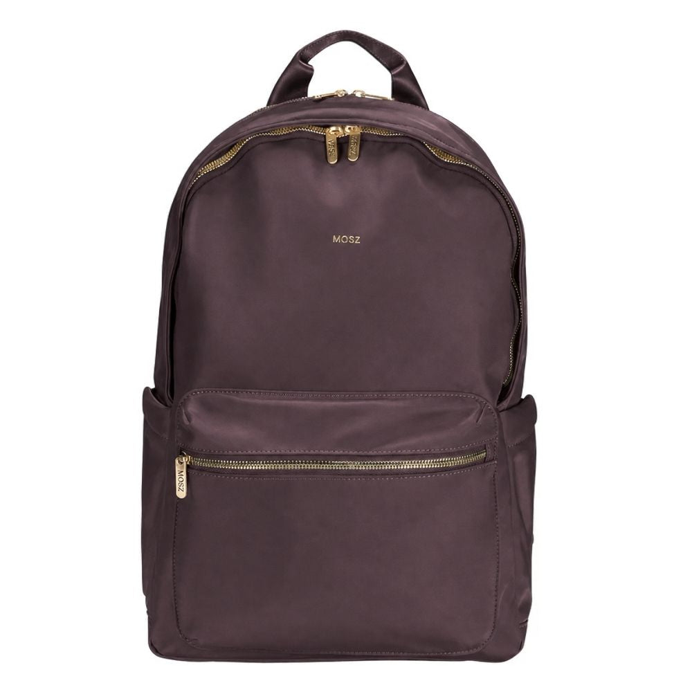 Laptoprugzak dames nylon 15.6 inch donkerbruin MŌSZ Maren voorzijde