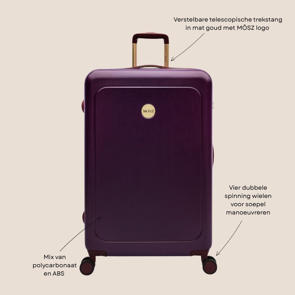 paarse koffer 76 cm voorzijde specificaties