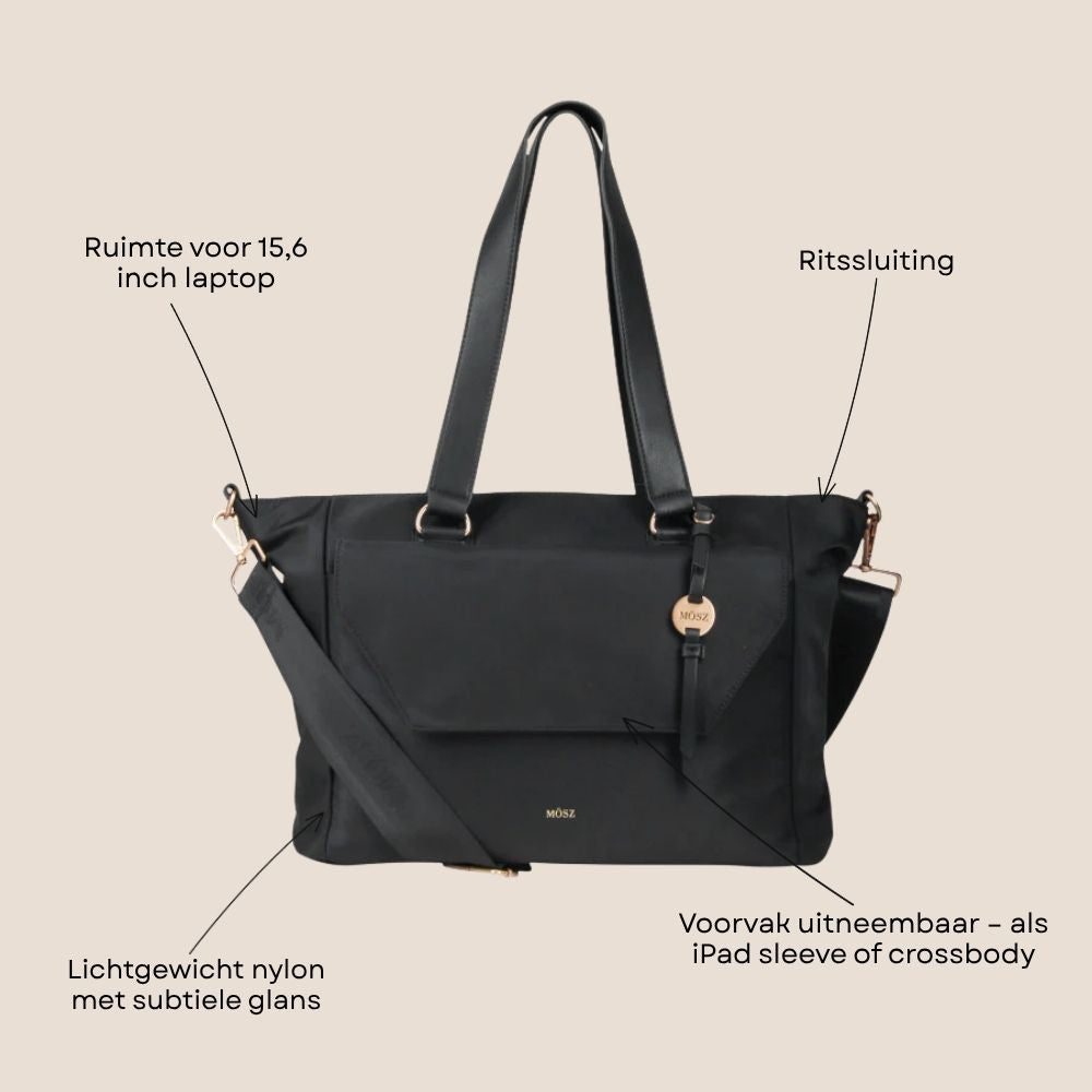Laptoptas shopper dames 15.6 inch zwart specificaties
