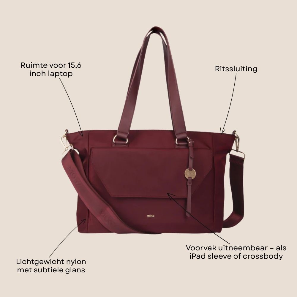 Laptoptas shopper dames 15.6 inch aubergine specificaties
