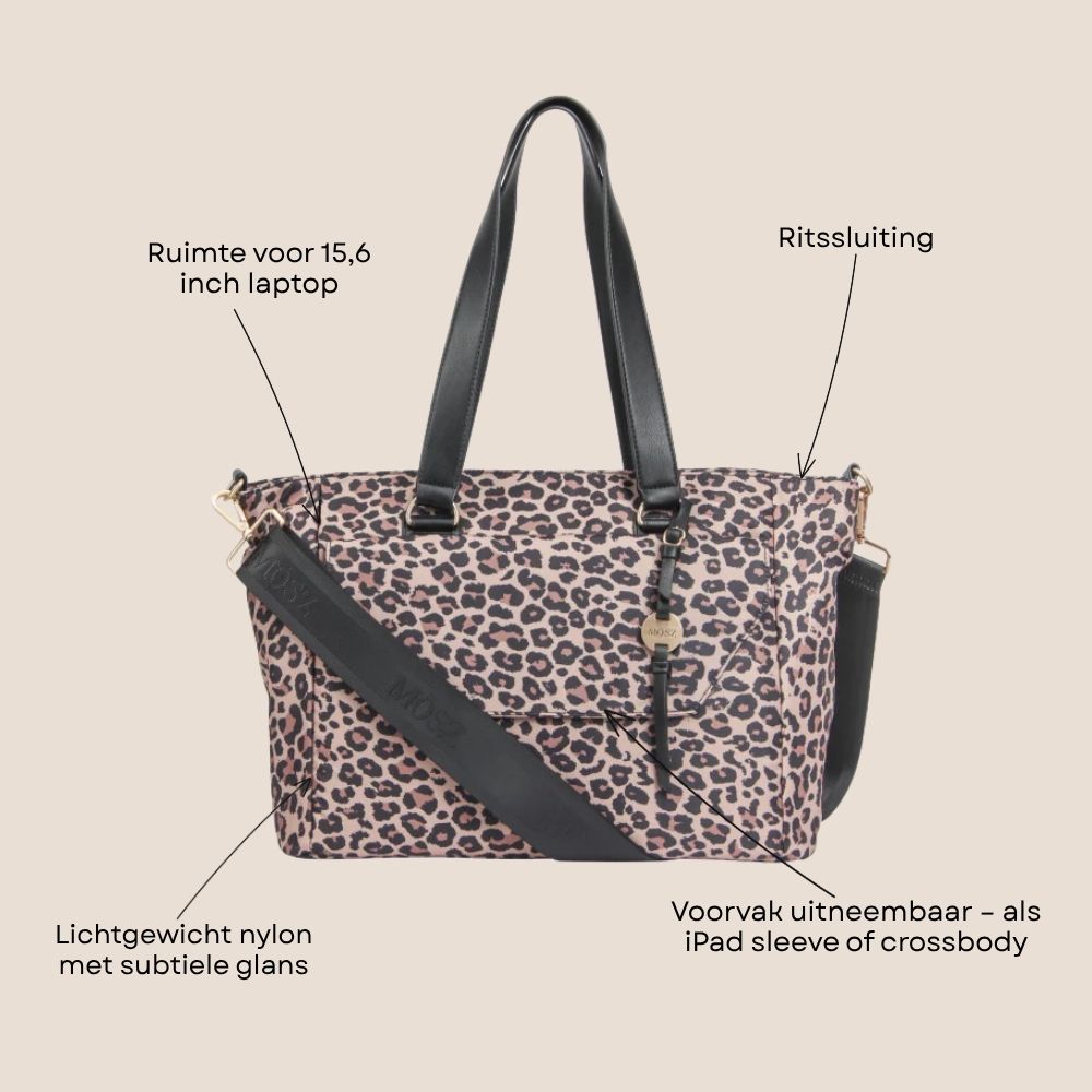 Laptoptas shopper dames 15.6 inch panterprint specificaties