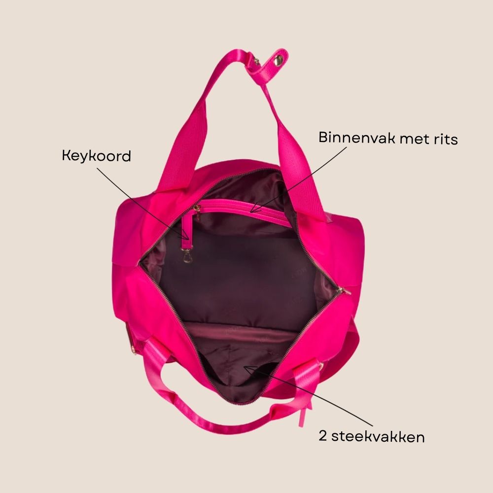 Schoudertas fuschia 40 x 30 x 20 cm specs binnezijde