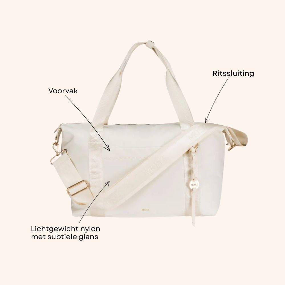 Schoudertas creme 40 x 30 x 20 cm voorzijde specificaties