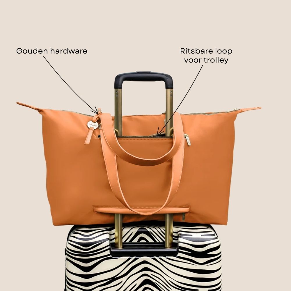 Weekendtas in Oranje achterkant specificaties