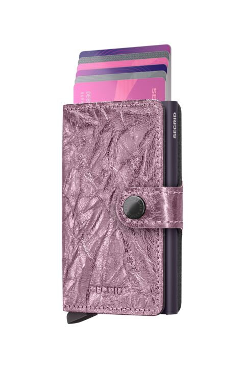 SECRID Miniwallet Metallic Roze – Pasjeshouder dames uitschuifbaar