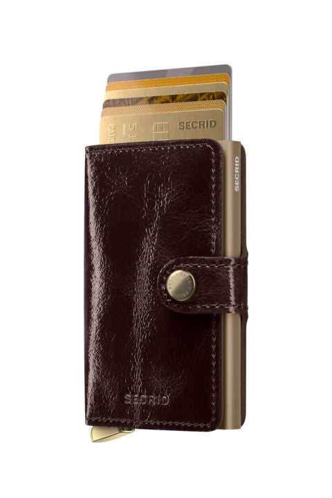 SECRID Miniwallet Donkerbruin lak | Pasjeshouder dames pasjes