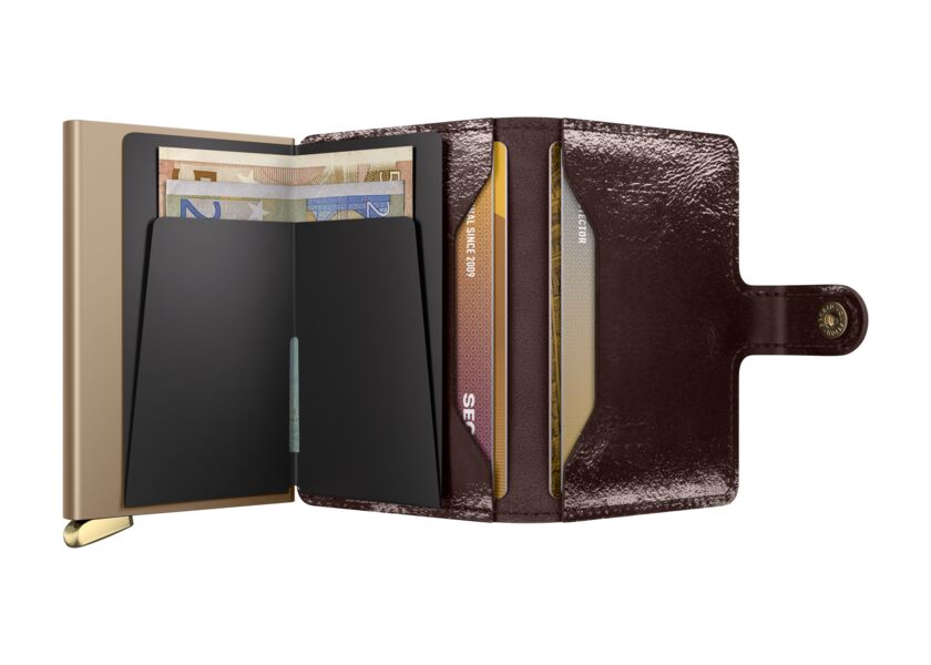 SECRID Miniwallet Donkerbruin lak | Pasjeshouder dames binnenzijde