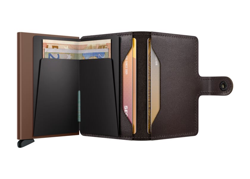 SECRID Miniwallet Chocoladebruin | Pasjeshouder dames binnenzijde