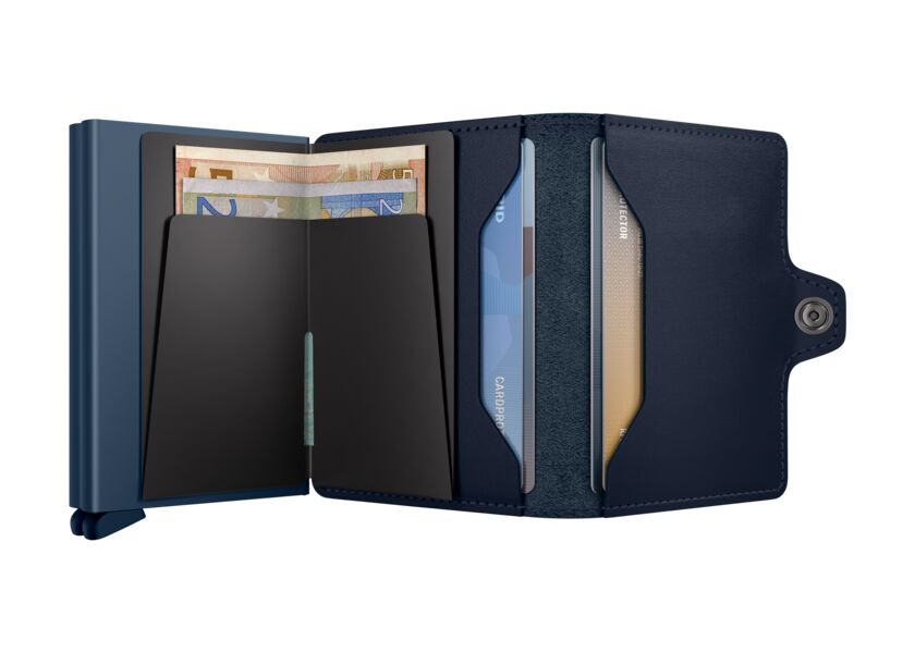 SECRID Miniwallet donker blauw | Pasjeshouder dames binnenzijde
