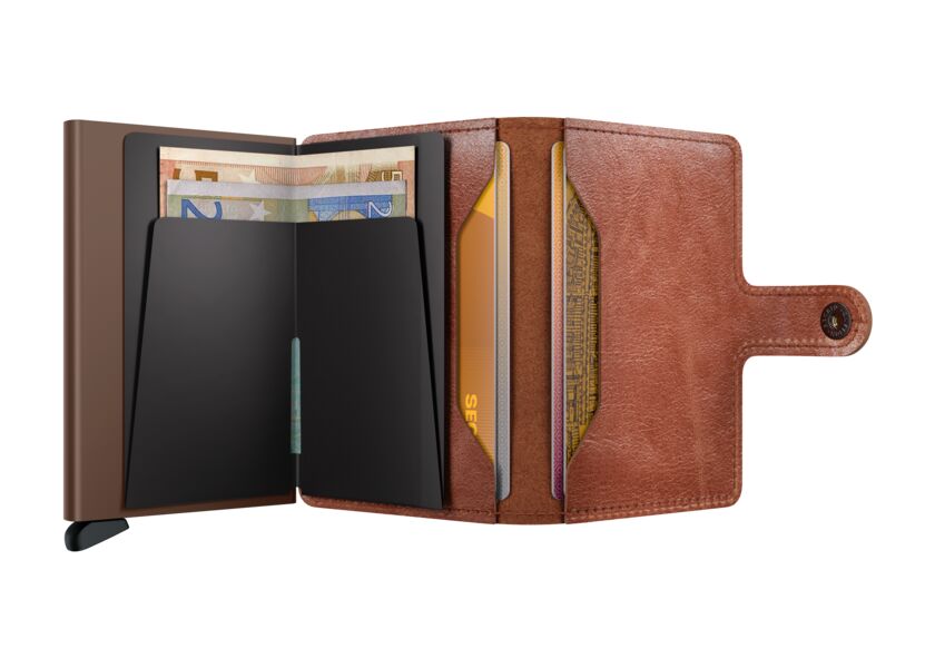 SECRID Miniwallet Cognac | Pasjeshouder dames binnenzijde