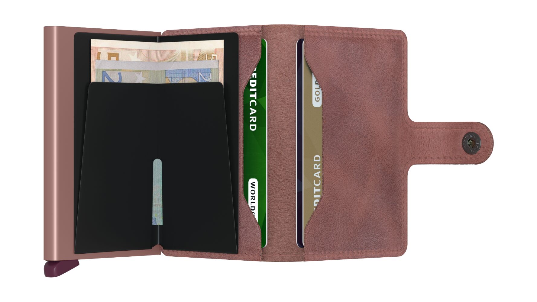 SECRID Miniwallet Vintage Roze – Pasjeshouder dames open