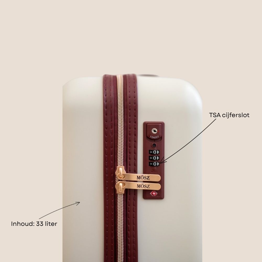 handbagage koffer beige 33 liter specificaties