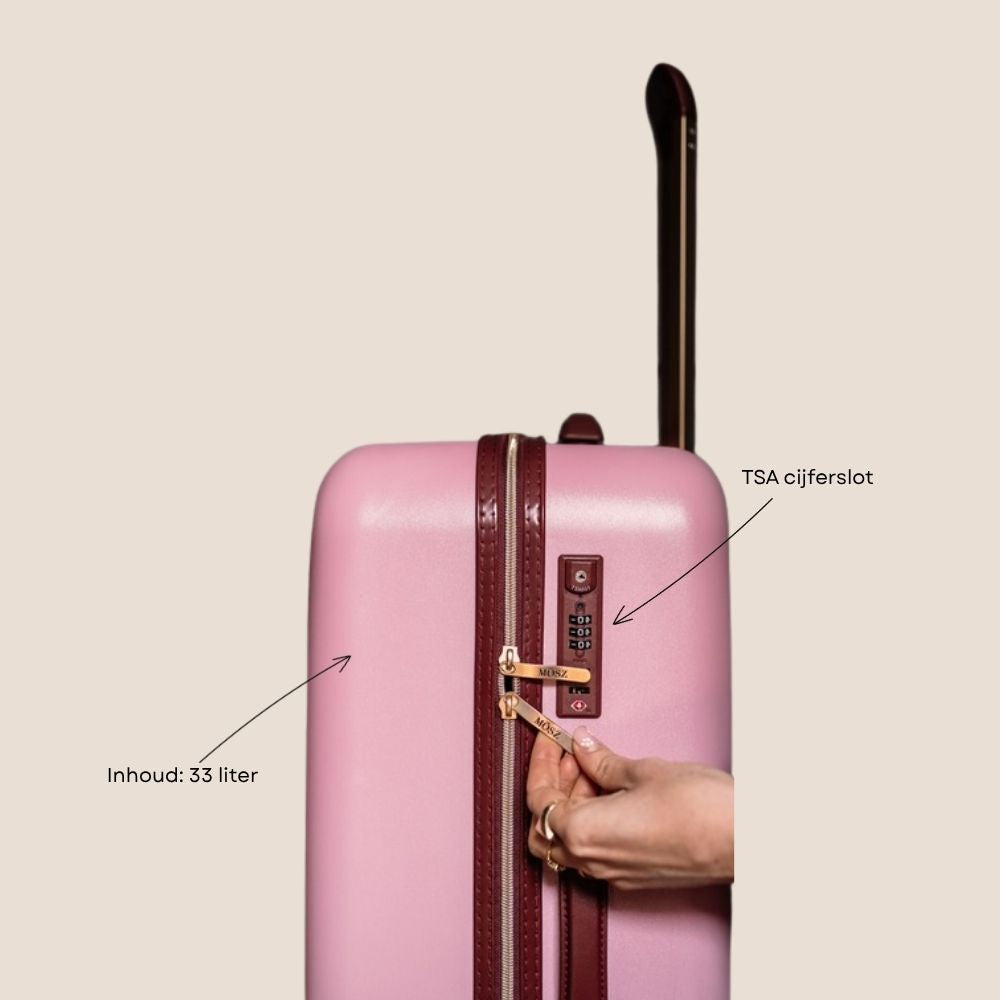 handbagage koffer roze 33 liter specificaties