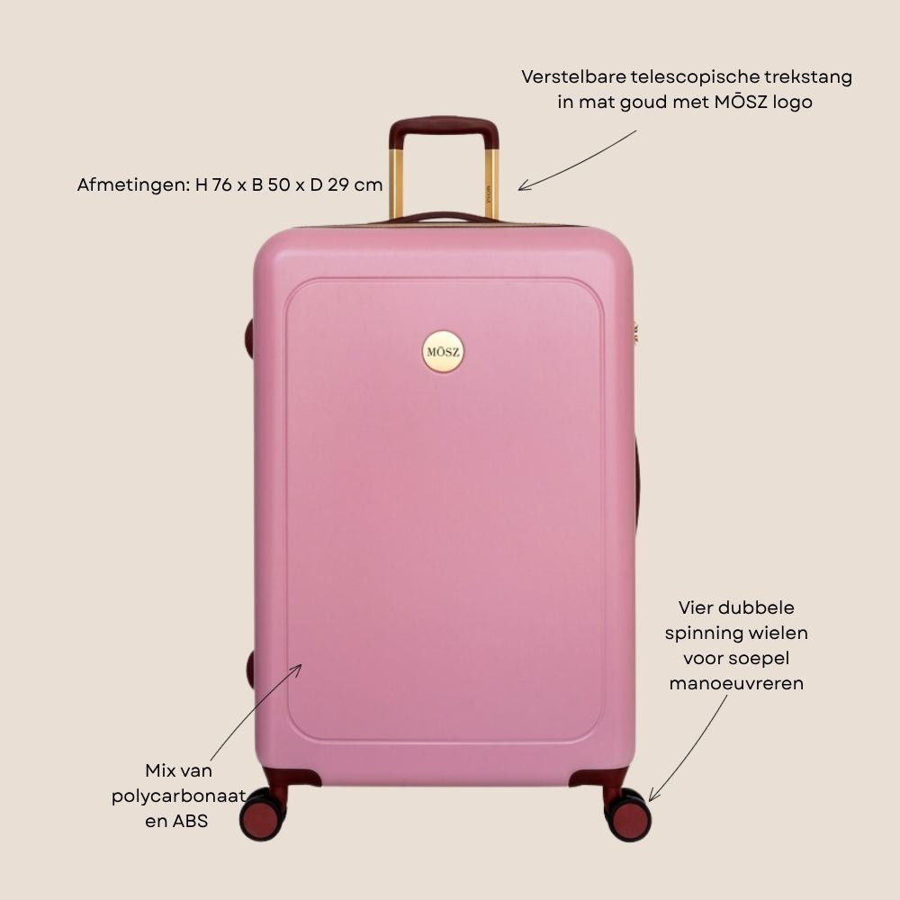 Dames grote koffer 76 cm roze specificaties