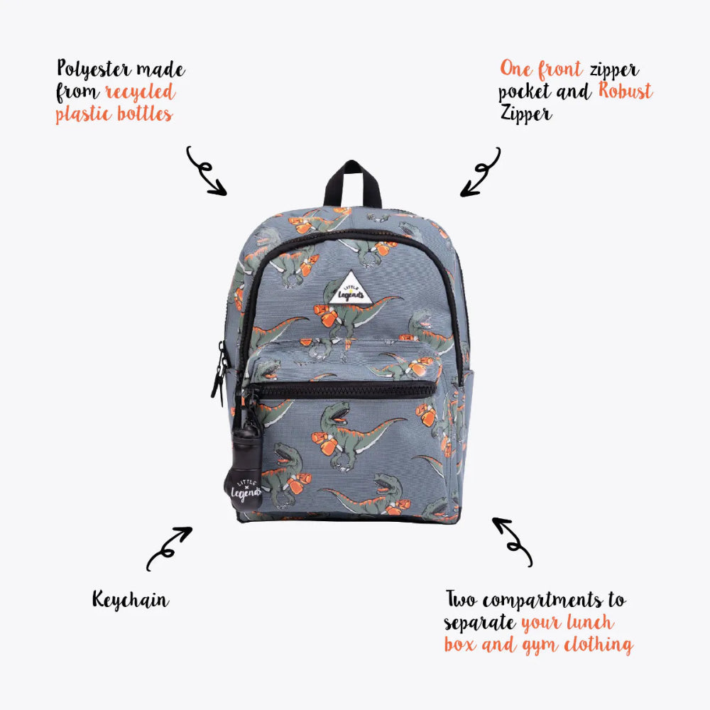 Kinderrugzak Little Legends - Dino Boxing Backpack L specs voorzijde