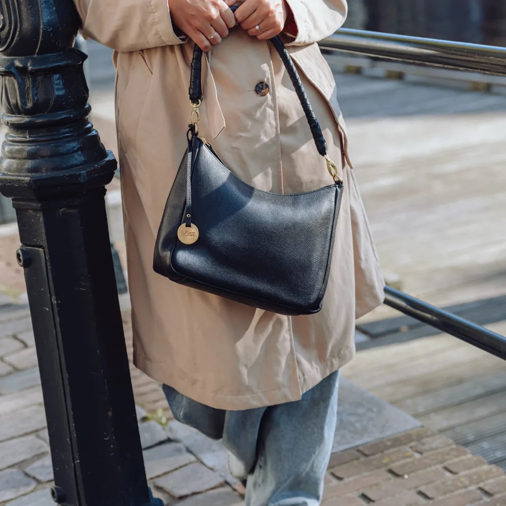 Leren schoudertas dames - zwart - MŌSZ Coco M
