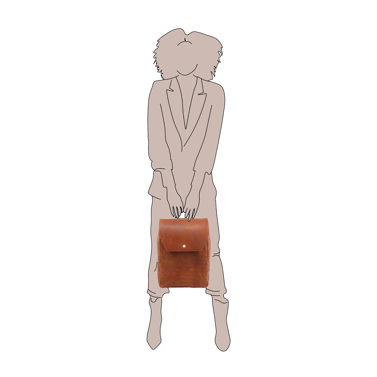 laptop rugzak 15 inch cognac op schaal